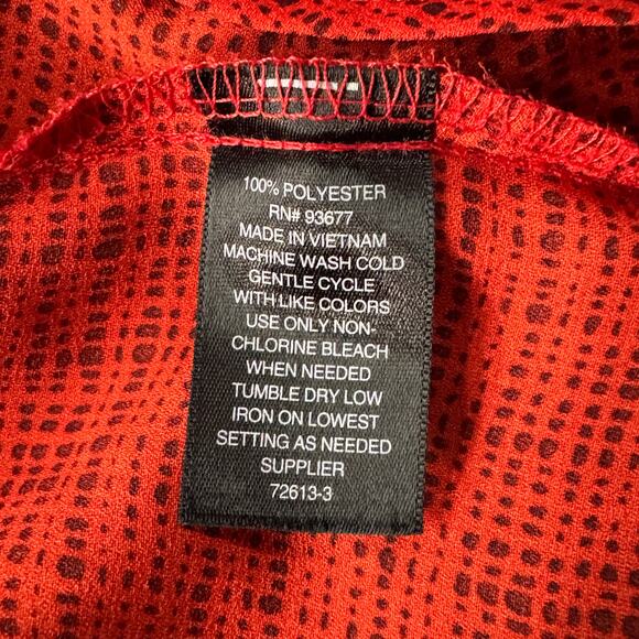 Worthington Medium Top Abstract Button-Up Long Sleeve Lightweight Collared Red - Picture 9 of 9